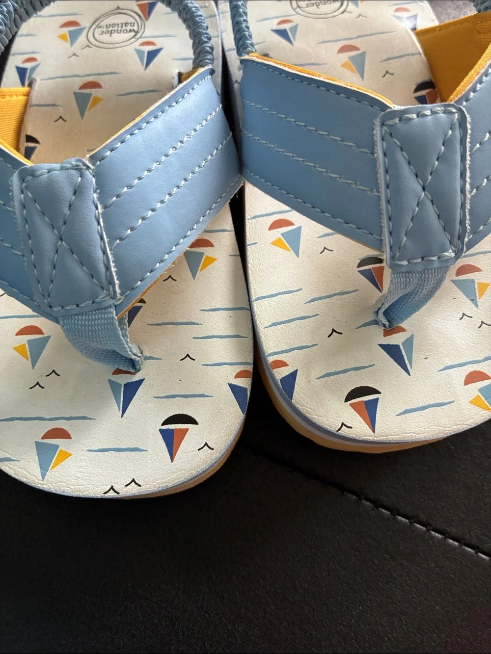 wonder nation Blue and Yellow Sailboat Toddler Flip Flops